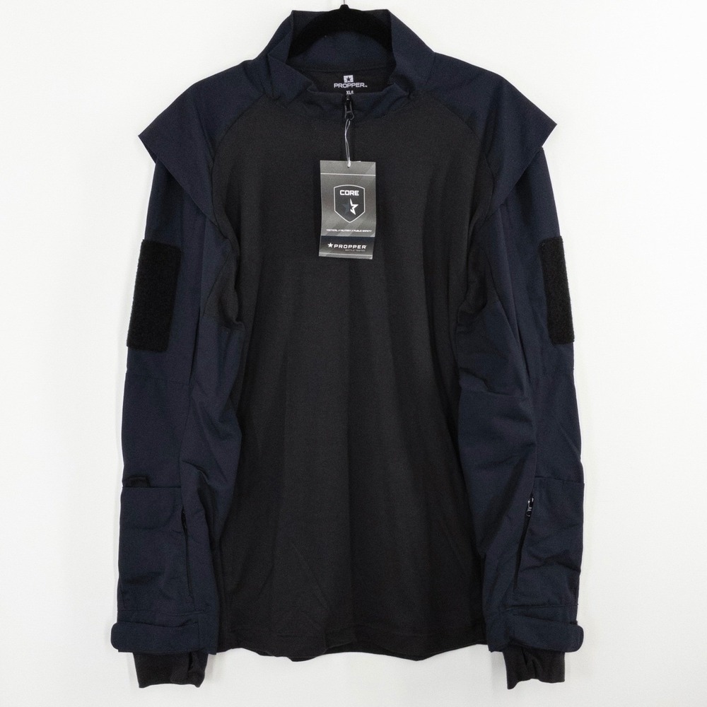 Propper Core Tactical Combat Shirt Men's XL Long Navy Blue Black Quarter Zip New